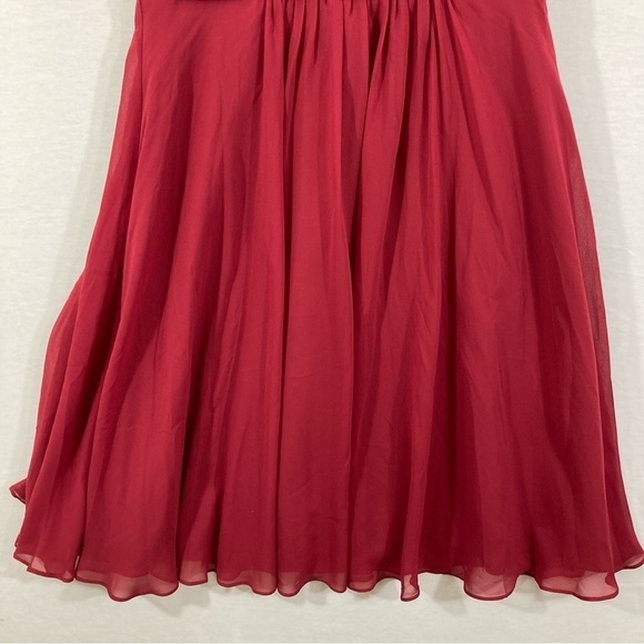 Azazie Burgundy Bridesmaid Midi Dress Size A12 - Picture 4 of 11